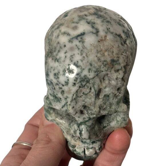 Natural Tree Agate Crystal Skull Head Carving Druzy Healing Stone Mineral - Picture 3 of 8